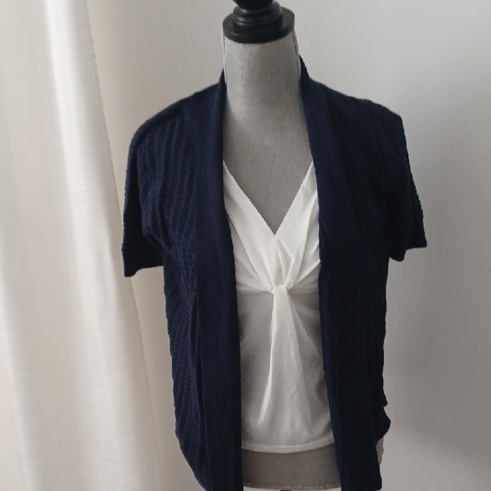 Ladies FRED David  2 Piece Look Sweater TOP navy & white NWT PS